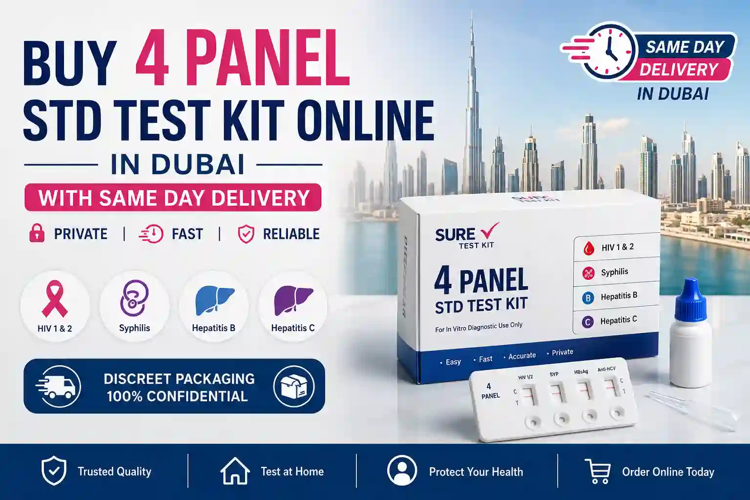 Buy 4 Panel STD Test Kit Online in Dubai with Same Day Delivery