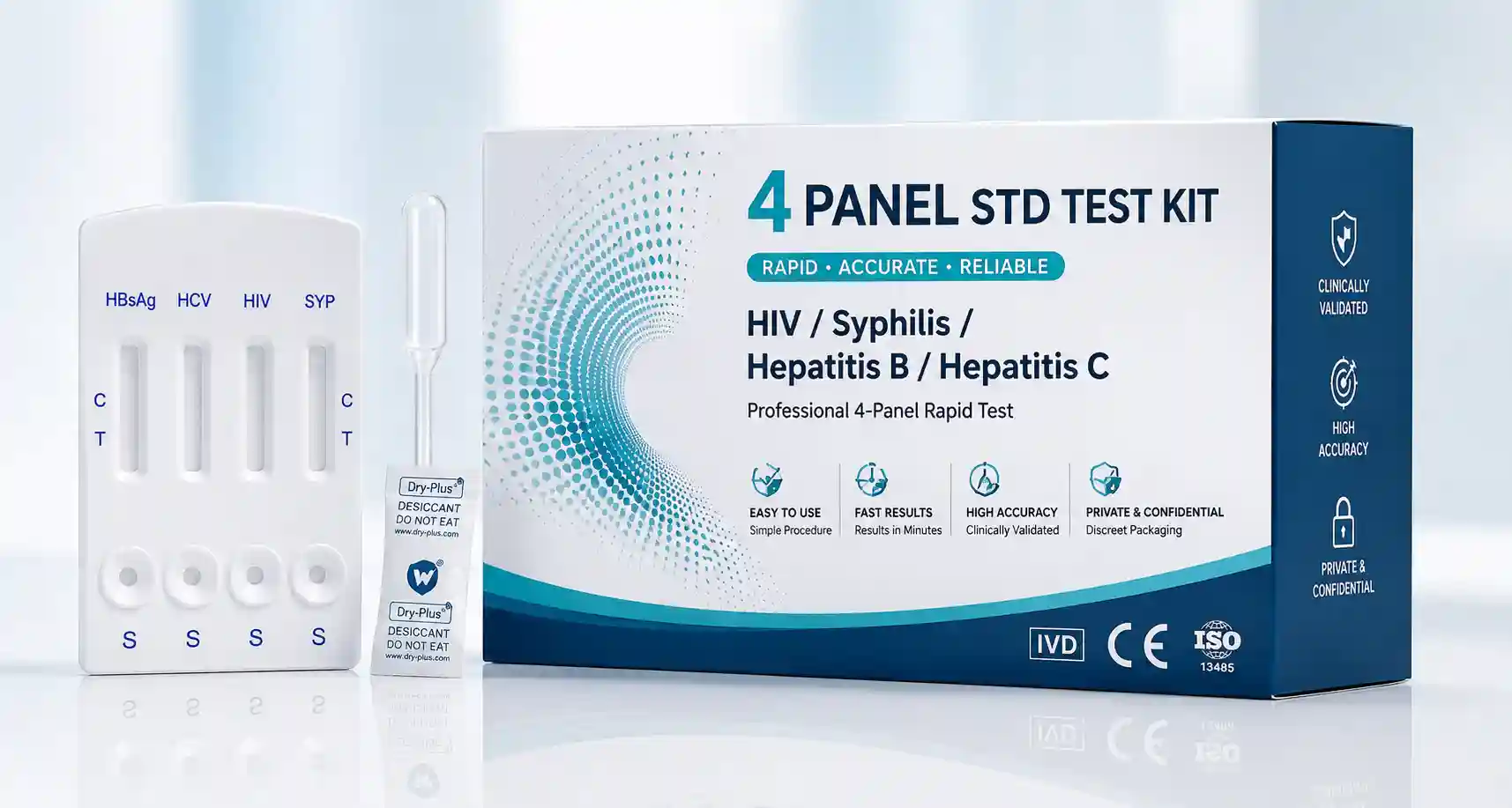 4 Panel STD Test Kit – HIV / Syphilis / Hepatitis B / Hepatitis C